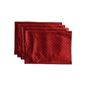 New - Galerie Home Set Of 4 Quilted Velvet Placemats - Red Brick
